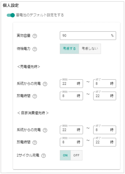 個人設定
